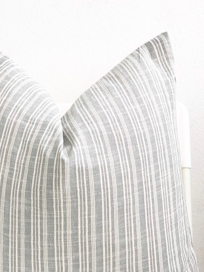 Grey Striped Pillow Cover Etsy