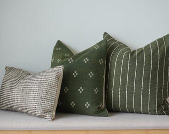 Juego de fundas de almohada verde salvia: almohadas decorativas tejidas a mano