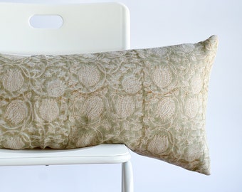 Lumbar Pillow Cover: Indian Block Print, Floral Batik, Boho Farmhouse
