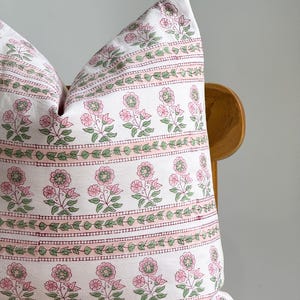 Block Print Pillow Cover: Floral Botanical Design, Natural Dyed Batik
