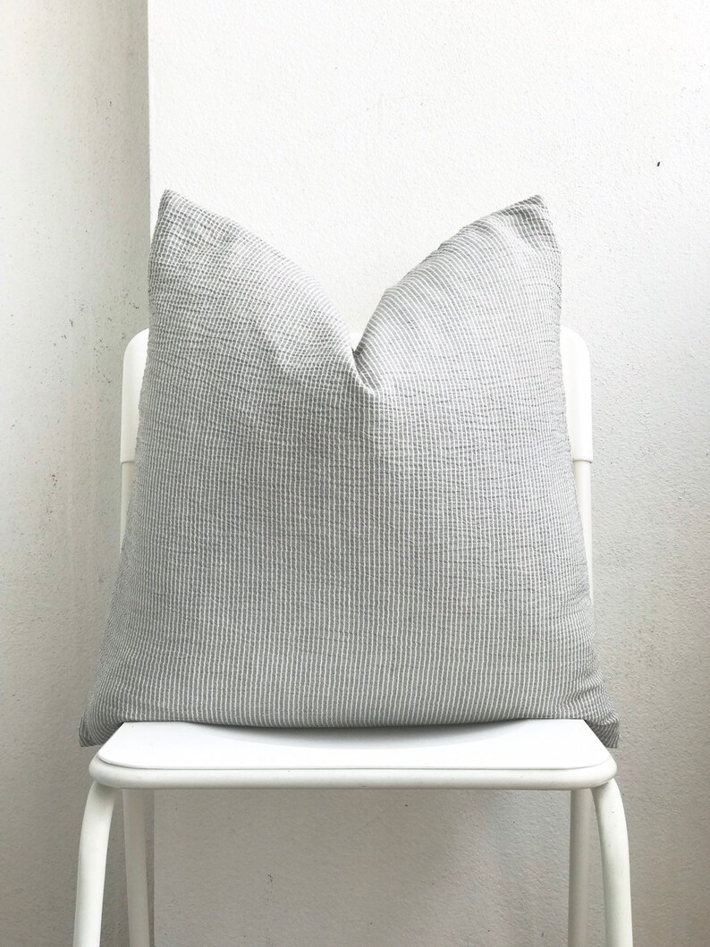 Grey white Striped Pillow Cover Etsy