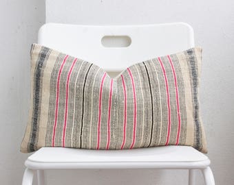 Hmong Striped Lumbar Pillow Cover