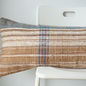 Handwoven Hemp Lumbar Pillow Cover: Vintage Karen Tribal Design