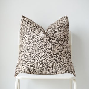 Block Print Pillow, Floral Pillow, Botanical Pillow, Boho Pillow, Decorative Pillow, Farmhouse Decor