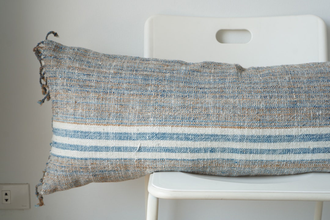 Lumbar Pillow, Fringes Pillow, Woven Pillow, Boho Pillow, Farmhouse
