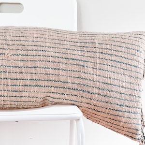 Handwoven Lumbar Pillow Cover: Vintage Karen Batik Hemp, Fringes
