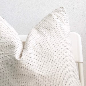 White Cream Striped Pillow Cover image 1