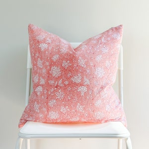 Block Print Pillow Cover: Floral Batik, Natural Dyed (20x20)