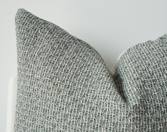 Sage Green Striped Woven Pillow Cover