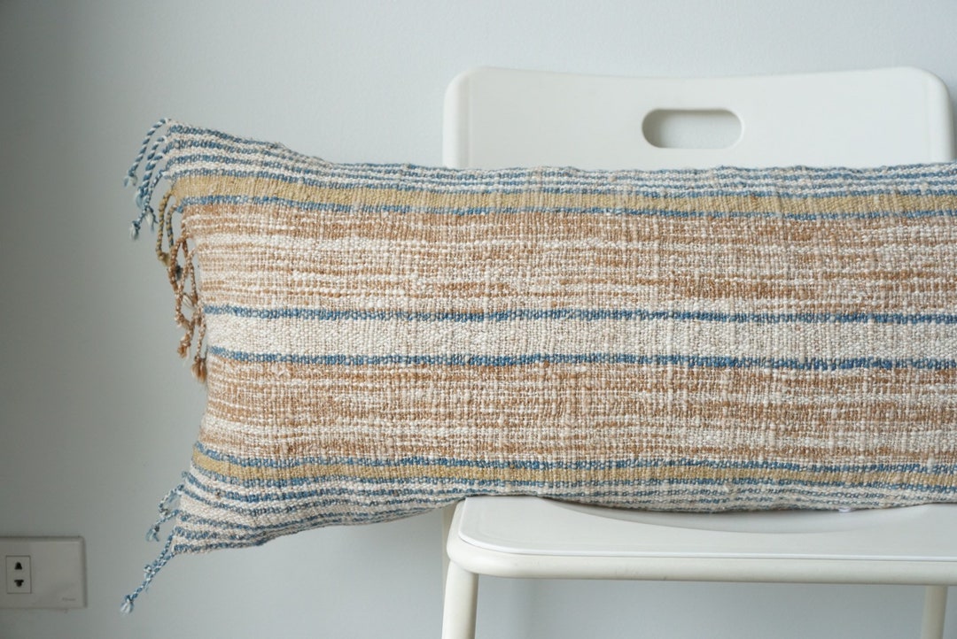 Lumbar Pillow, Fringes Pillow, Woven Pillow, Boho Pillow, Farmhouse