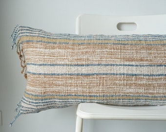 Lumbar Pillow, Fringes Pillow, Woven Pillow, Boho Pillow, Farmhouse Decor, Decorative Pillow