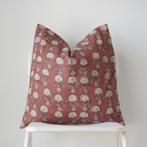 Block Print Pillow, Floral Pillow, Botanical Pillow, Boho Pillow, Decorative Pillow, Farmhouse Decor
