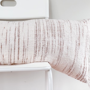 Handwoven Lumbar Pillow Cover: Vintage Karen Batik, Hemp Fringes