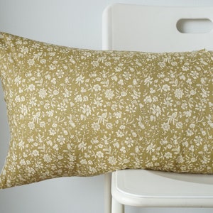 Lumbar Pillow, Block Print Pillow, Floral Pillow, Boho Pillow, Botanical Pillow, Farmhouse Decor