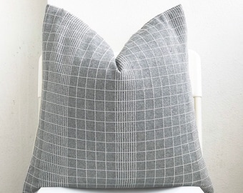 Grey Striped White linear Pillow Cover