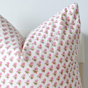 Block Print Pillow, Floral Pillow, Botanical Pillow, Boho Pillow, Decorative Pillow, Farmhouse Decor