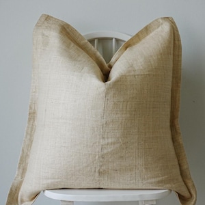 Funda de almohada vintage de cáñamo Hmong - Funda de cojín de lino grueso de doble cara - Decoración rústica de granja - Cojín decorativo orgánico natural