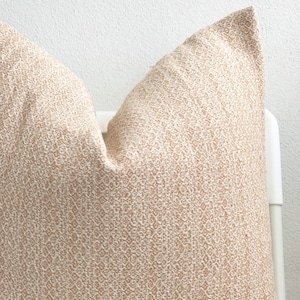 Brown tan white hand woven Striped Pillow Cover