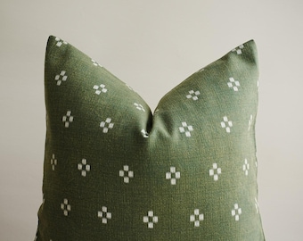 Custom printed Sage Green Pillow Cover: Hmong Batik Textile