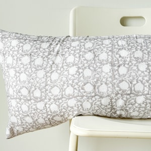 Lumbar Pillow, Block Print Pillow, Floral Pillow, Boho Pillow, Botanical Pillow, Farmhouse Decor