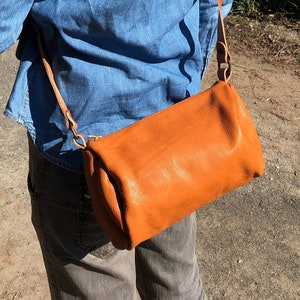 Nature * zipper bag * made of leather, shoulder bag size 1