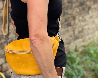 HIPBAG Groß mit Textilriemen zum Wechseln aus LEDER Crossbag Gürteltasche Hüfttasche Crossbodybag