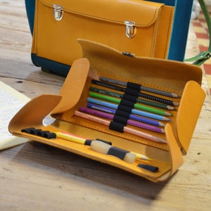 Étui à crayons scolaire, étui à crayons en cuir pour stylos, fournitures d'art taille 1