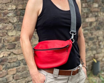 HIPBAG Groß mit Textilriemen zum Wechseln aus LEDER Crossbag Gürteltasche Hüfttasche Crossbodybag