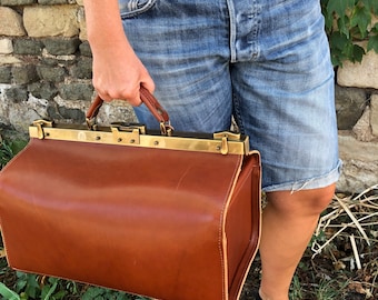 Hebammentasche, Arzttasche, Hebammenkoffer, Geburtshelferinnen Tasche, Weekender, Reisetasche Leder Vintage