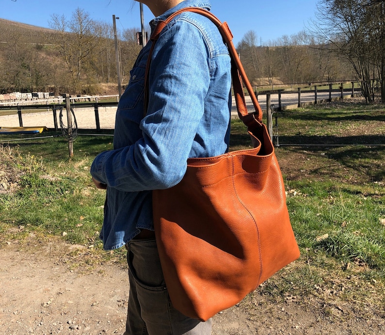 Shopper, large handbag, shoulder bag, leather bag, made of soft leather image 1