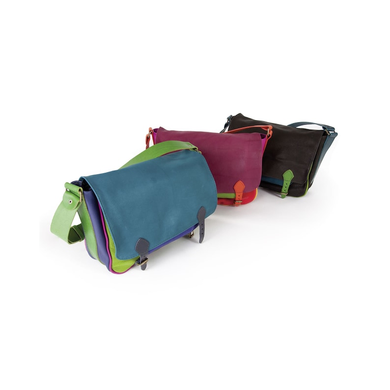 Colorful leather bag soft and light, shoulder bag handbag shepherd's bag size 1 image 3