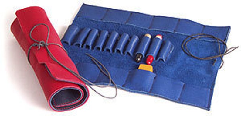 Leather roll-up pencil case for back to school, Waldorf, roll-up pencil case image 2