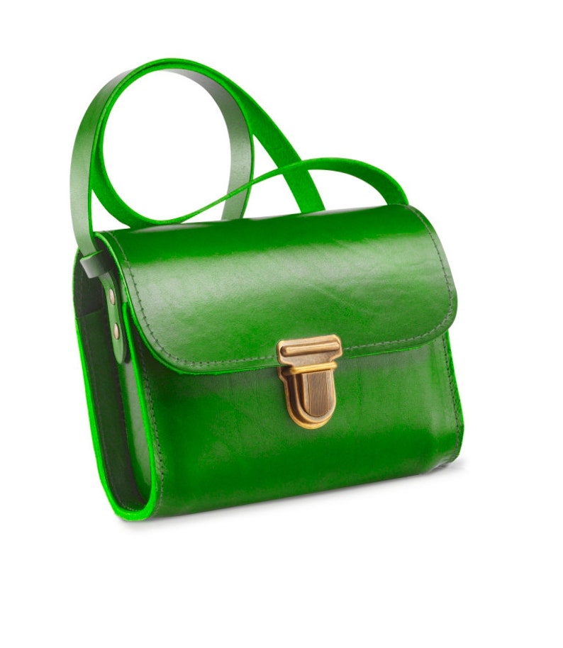 Leder Handtasche pflanzlich gegerbt in vielen Farben, beliebte Kindergartentasche Umhängetasche Rondo Gr.2 Bild 2