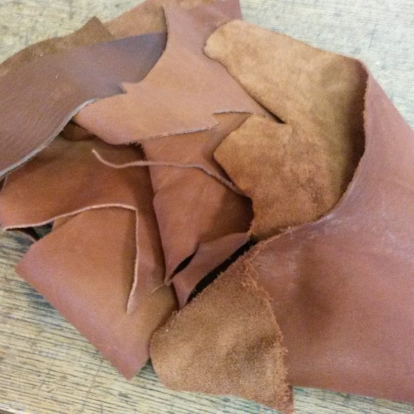 Leather sections made from vegetable tanned bag leather, brown leather