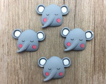 Hair Bow Supplies Embellishments Crowns Elephant Flat Backs Set of 5 Cabochons Flatbacks