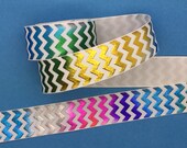 Chevron Grosgrain Ribbon 7 8 quot 22mm, Foil Ribbon, Zigzag Ribbon, Rainbow Ribbon, Hair Bow Ribbon, Sold by the Yard