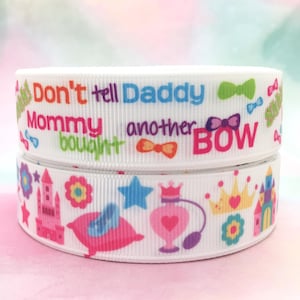 Princess Grosgrain Ribbon 7/8&quot; 22mm, Hair Bow Ribbon for Crafts, Choice of 3 Yards or 5 Yards