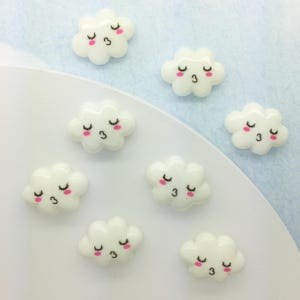 Cloud Flatbacks Set of 8, Resin Cabochon Embellishments for Crafts, Scrapbooking, DIY Projects