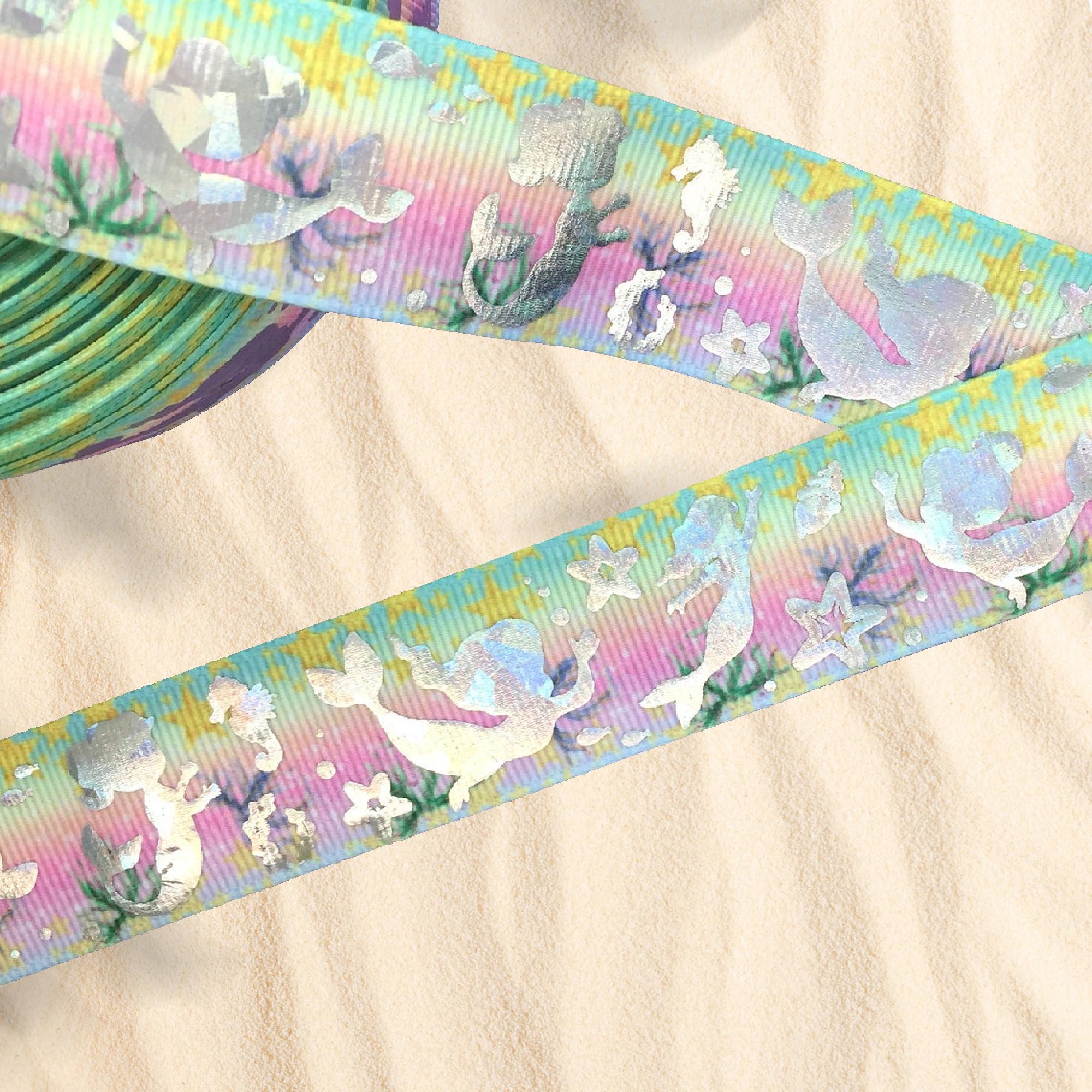 Mermaid Ribbon, Fish Scale & Shell Grosgrain Ribbon 1