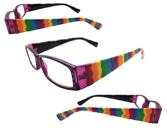 Hand Painted Rainbow Reading Glasses 2.0, Readers 2.00, Eyeglasses