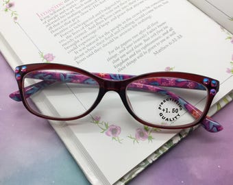 Bling Reading Glasses for Women, Rhinestone Embellished Readers, Stylish Sparkly Eyeglasses, Cute Eyewear