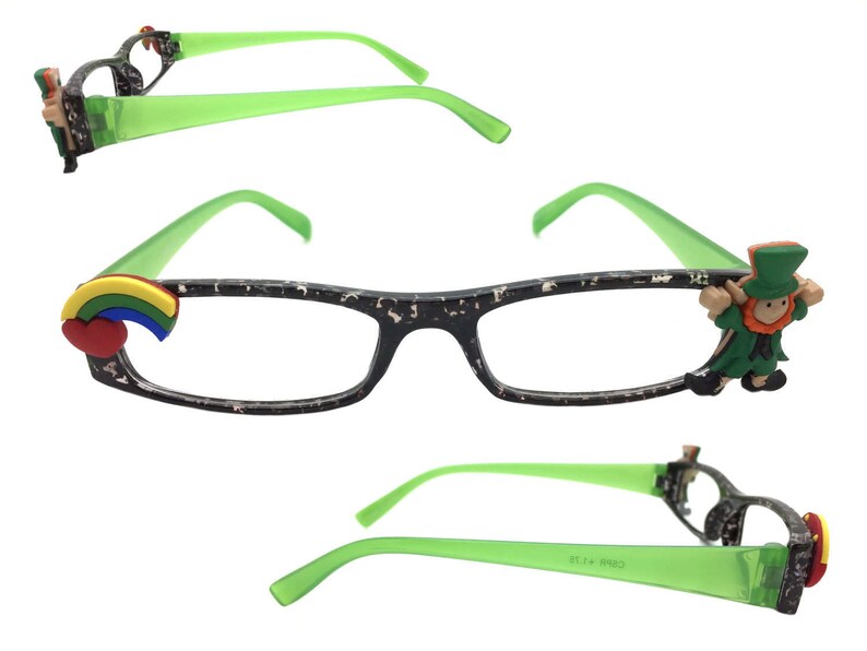 Patrick/'s Day Reading Glasses Green Eyeglasses with Leprechaun and Rainbow St +1.75 Readers