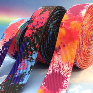 RESERVED LISTING for Paint Splatter Grosgrain Ribbon 7/8" 22mm, 51 Yards