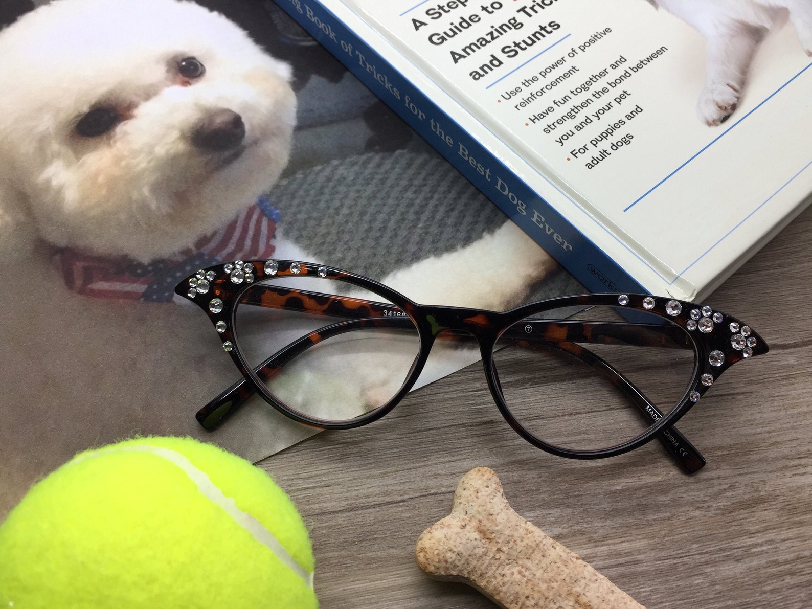 Paw Print Reading Glasses with Clear Crystals Dog Mom Gift Etsy