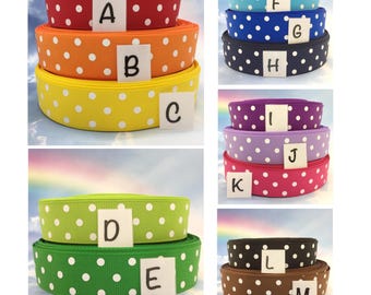 Polka Dot Grosgrain Ribbon, Dots, Hair Bow Ribbons, Choice of Color, Width, and Length