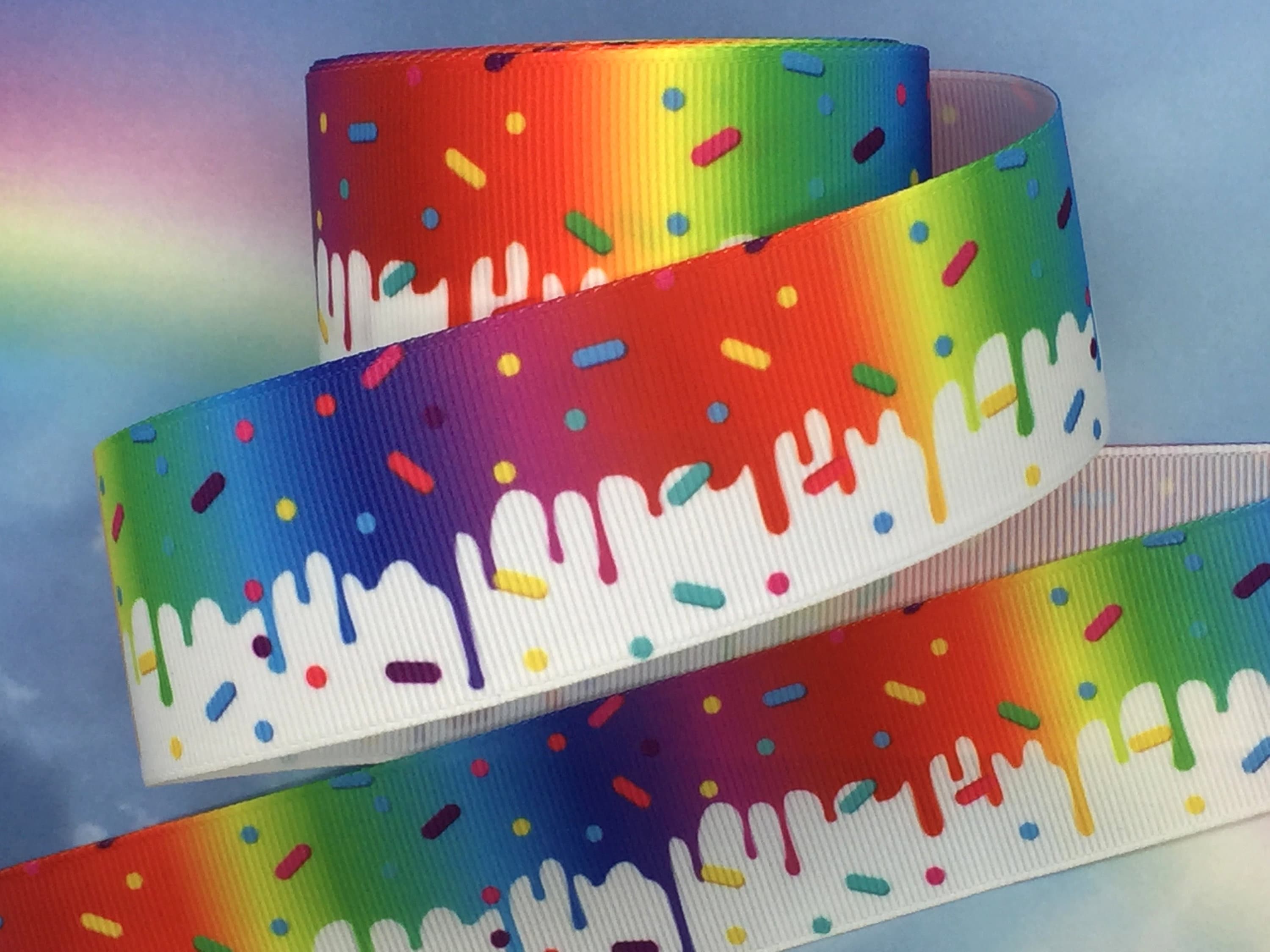Paint Splatter Grosgrain Ribbon 1.5 38mm Rainbow Etsy