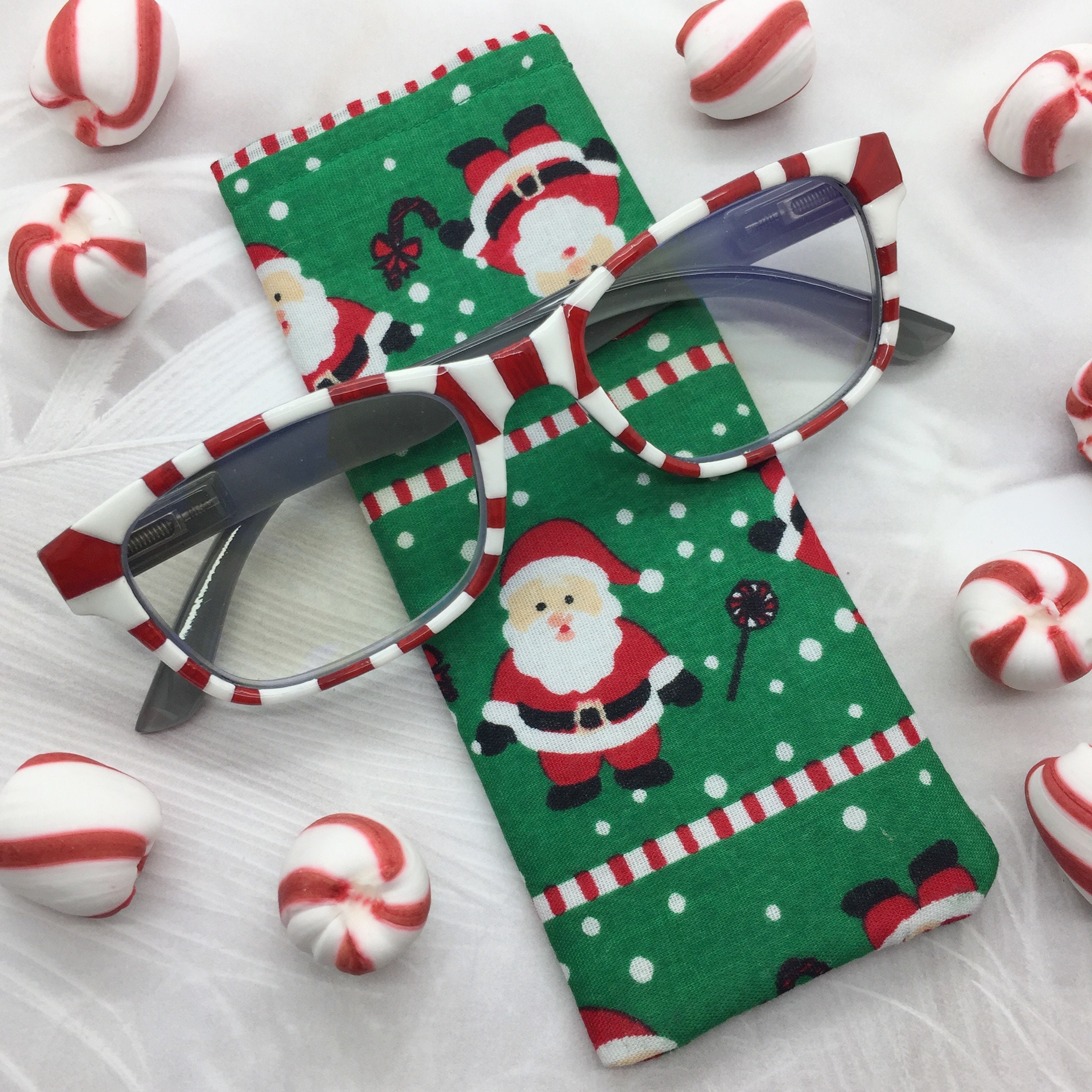 Christmas Candy Cane Reading Glasses Hand Painted Readers