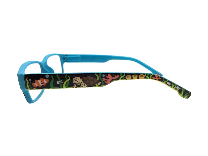 Hand Painted +1.50 Reading Glasses Eyeglasses Coral Sea Turtle Readers +1.5 Seaweed Blue Bubbles Fish