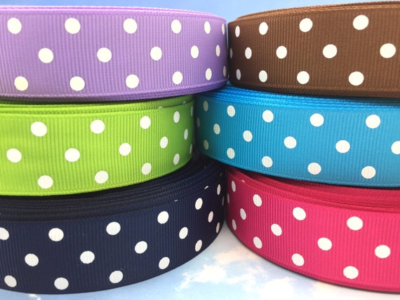 Polka Dot Grosgrain Ribbon 7 8 22mm Dots Hair Bow Ribbon Sold