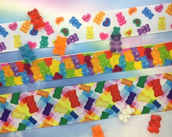 Gummi Bear Candy Satin Ribbon for Bows Gift Wrapping DIY Craft Projects 3 Yards